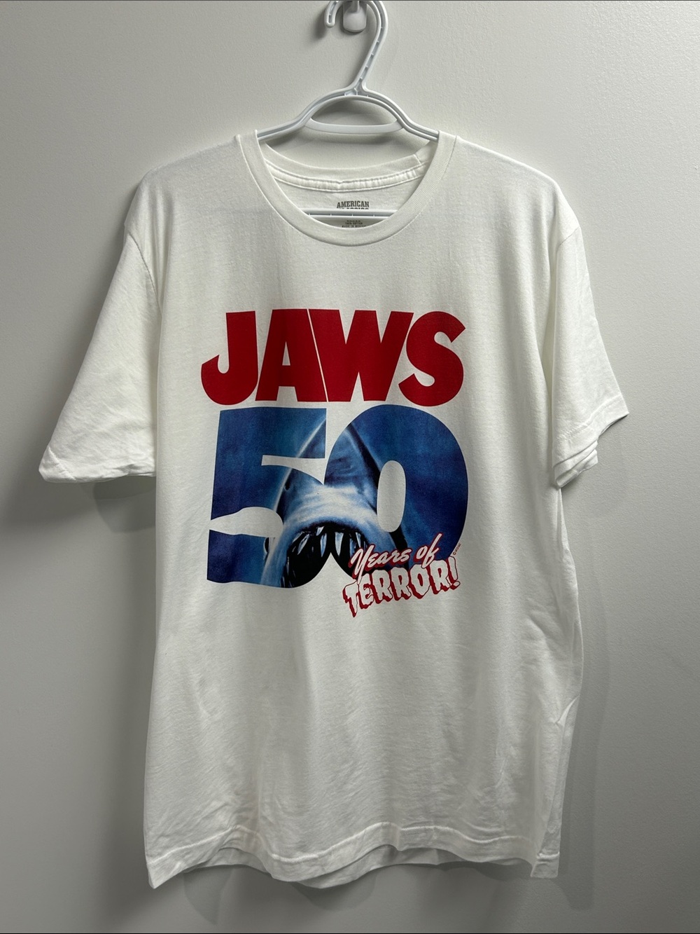 Jaws 50 Years of Terror Graphic Tee - White